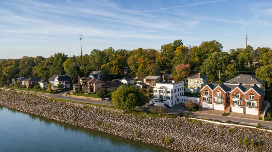The Newburgh, Indiana riverfront on the Ohio River